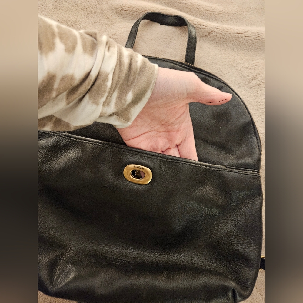 Margot Black Leather Backpack - Picture 3 of 9